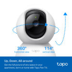 TP-Link Tapo Pan/Tilt Home Security Wi-Fi Camera 2K 3MP Indoor Spherical White Black