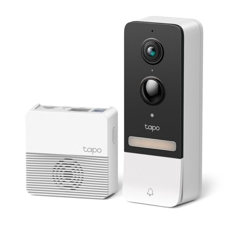 TP-Link Tapo Smart Video Doorbell Camera Kit 2K 5MP Wireless Black White