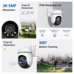 TP-Link Tapo TC43 V2 Spherical IP Security Camera 5MP 3K 30fps Wi-Fi 6 IP66 Black & White