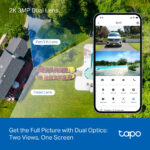 TP-Link Tapo TC47 Outdoor Dual Lens Pan/Tilt Security Camera Wi-Fi 6 Gigabit Ethernet 2304 x 1296 Black White