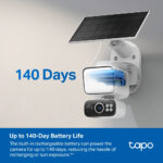 TP-Link Tapo TC50K Floodlight Pan/Tilt 2K 3MP Solar-Powered Outdoor Security Camera Kit White