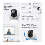 TP-Link Tapo TC74 Bulb IP Security Camera 5MP 2880x1620 Wireless Indoor Pan/Tilt Black/White