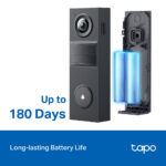 TP-Link Tapo TD20 2K 3MP Wi-Fi Video Doorbell with 5200mAh Battery & IP54 Weatherproof Black