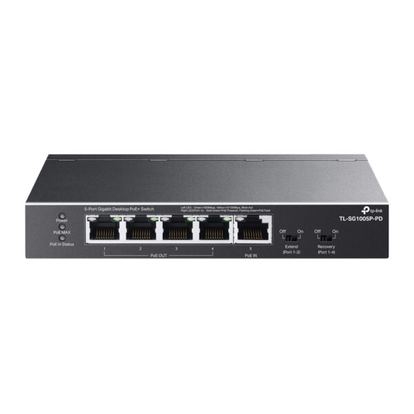 TP-Link TL-SG1005P-PD 5 Port Gigabit PoE++ Network Switch with 66W Budget & QoS Black