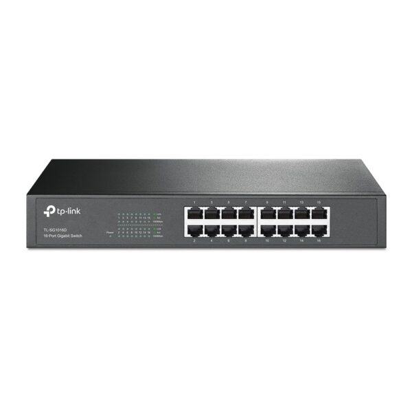 TP-Link TL-SG1016D Unmanaged L2 Gigabit Ethernet Switch 16-Port Rack Mount Black