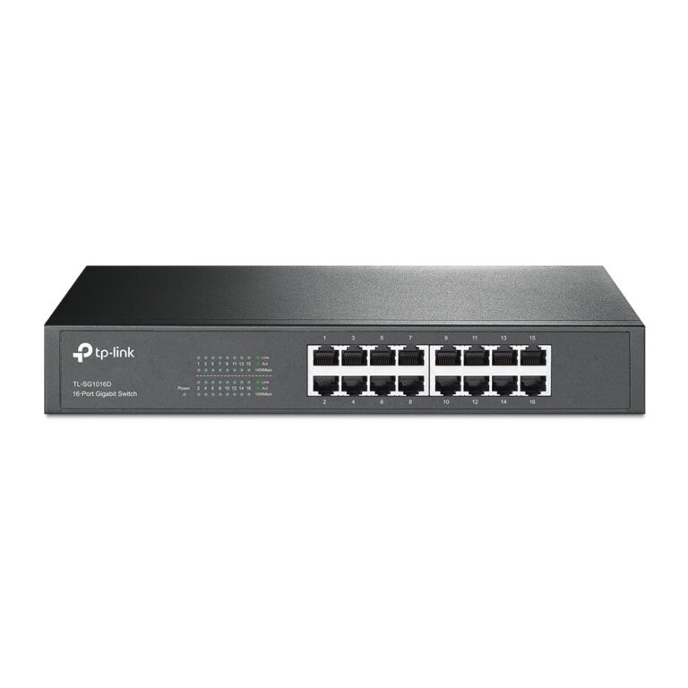 TP-Link TL-SG1016D Unmanaged L2 Gigabit Ethernet Switch 16-Port Rack Mount Black