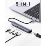 Ugreen 10919 USB-C 5-in-1 Docking Station with HDMI 4K, 2x USB 3.0, Ethernet, 100W PD - Grey