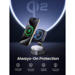 Ugreen 2-in-1 Qi2 Magnetic Foldable 15W Wireless Charging Station for iPhone, Headset, Smartwatch - Grey