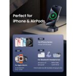 Ugreen 2-in-1 Qi2 Magnetic Foldable 15W Wireless Charging Station for iPhone, Headset, Smartwatch - Grey