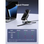Ugreen 2-in-1 Qi2 Magnetic Foldable 15W Wireless Charging Station for iPhone, Headset, Smartwatch - Grey