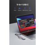 UGREEN 4-Port USB-C to 4x USB 3.0 Hub, 5000 Mbit/s, 0.15m Cable, Space Grey