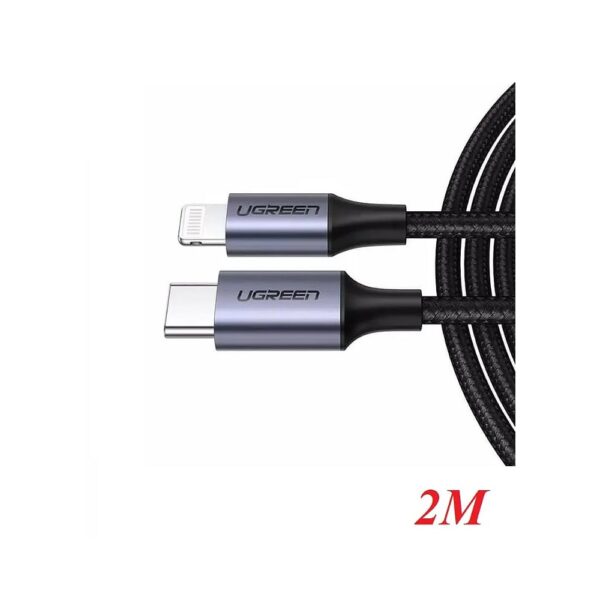 Ugreen 60761 USB-C to Lightning Cable, 2m, Black, 2.4A, 480 Mbps