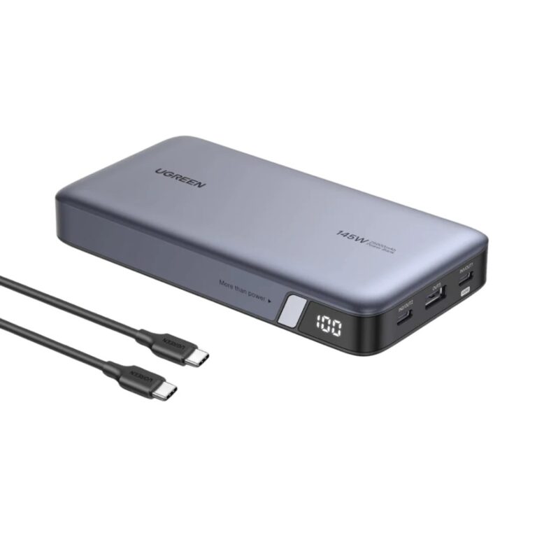 Ugreen 90597A Power Bank 25000 mAh, 140W Fast Charging, 3-Device Output, LED Display, Grey