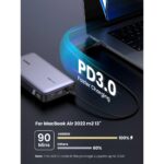 Ugreen 90597A Power Bank 25000 mAh, 140W Fast Charging, 3-Device Output, LED Display, Grey