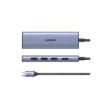 Ugreen CM511 USB-C 6-in-1 Hub - 3x USB-A 3.0, HDMI 4K, SD/TF Card Reader, Silver