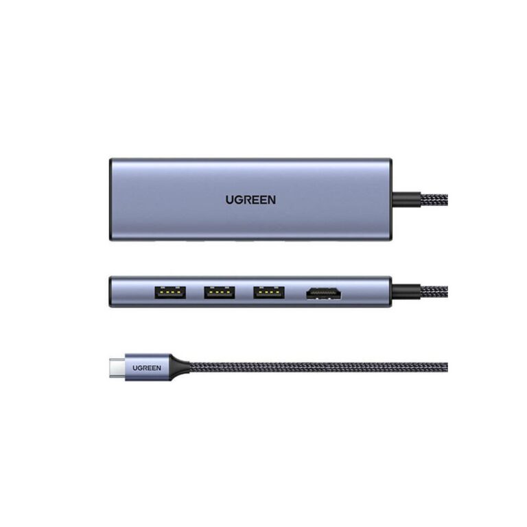 Ugreen CM511 USB-C 6-in-1 Hub - 3x USB-A 3.0, HDMI 4K, SD/TF Card Reader, Silver