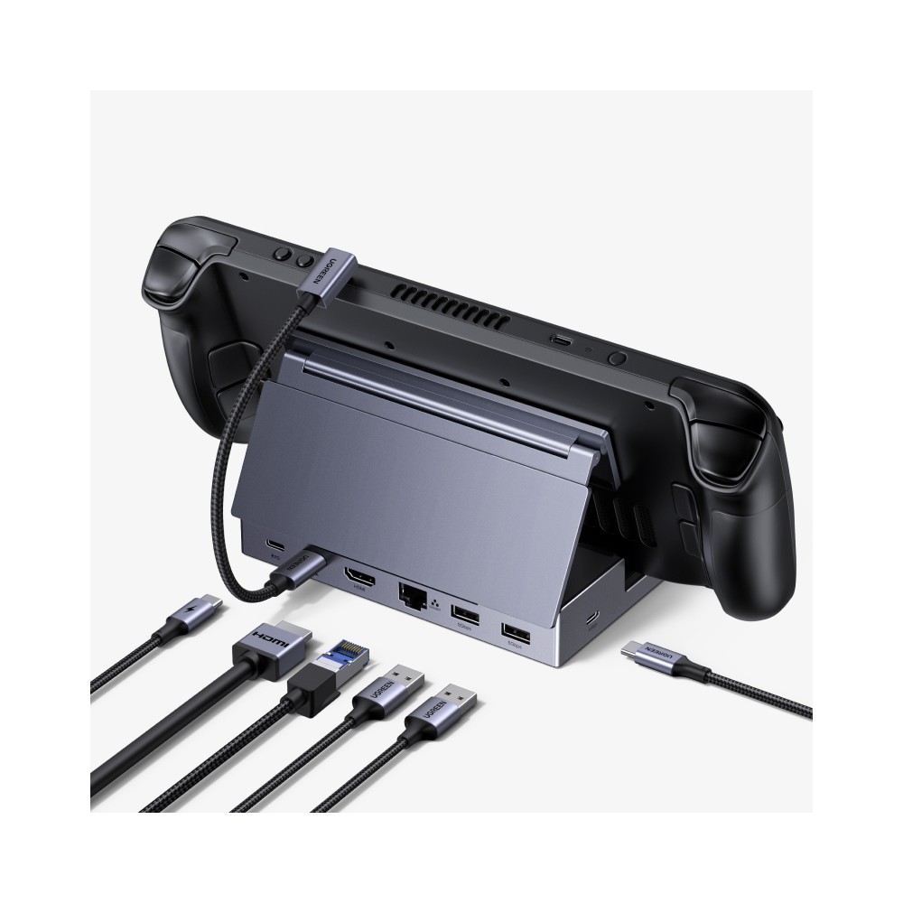 Ugreen CM800 6-in-1 USB-C Docking Station - 100W Power Delivery, Ethernet, Grey Ugreen CM800 6-in-1 USB-C Docking Station - 100W Power Delivery, Ethernet, Grey
