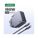 Ugreen Nexode Pro 160W GaN Fast Charger, 4-Port USB-C/USB-A, Power Delivery 3.1, Grey/Silver