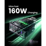 Ugreen Nexode Pro 160W GaN Fast Charger, 4-Port USB-C/USB-A, Power Delivery 3.1, Grey/Silver