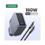 Ugreen Nexode Pro 160W GaN Fast Charger, 4-Port USB-C/USB-A, Power Delivery 3.1, Grey/Silver