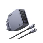 Ugreen Nexode Pro 160W GaN Fast Charger, 4-Port USB-C/USB-A, Power Delivery 3.1, Grey/Silver