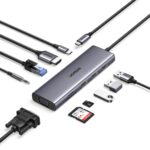 Ugreen Revodok USB-C 9-in-1 Hub, 4K HDMI, Gigabit Ethernet, 10 Gbps, USB 3.0, Card Reader, VGA