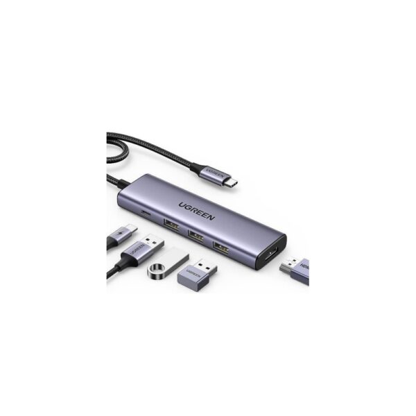 UGREEN USB-C Multiport Adapter 5-in-1 Hub with 100W PD, 3x USB-A 3.0, 4K HDMI Aluminium