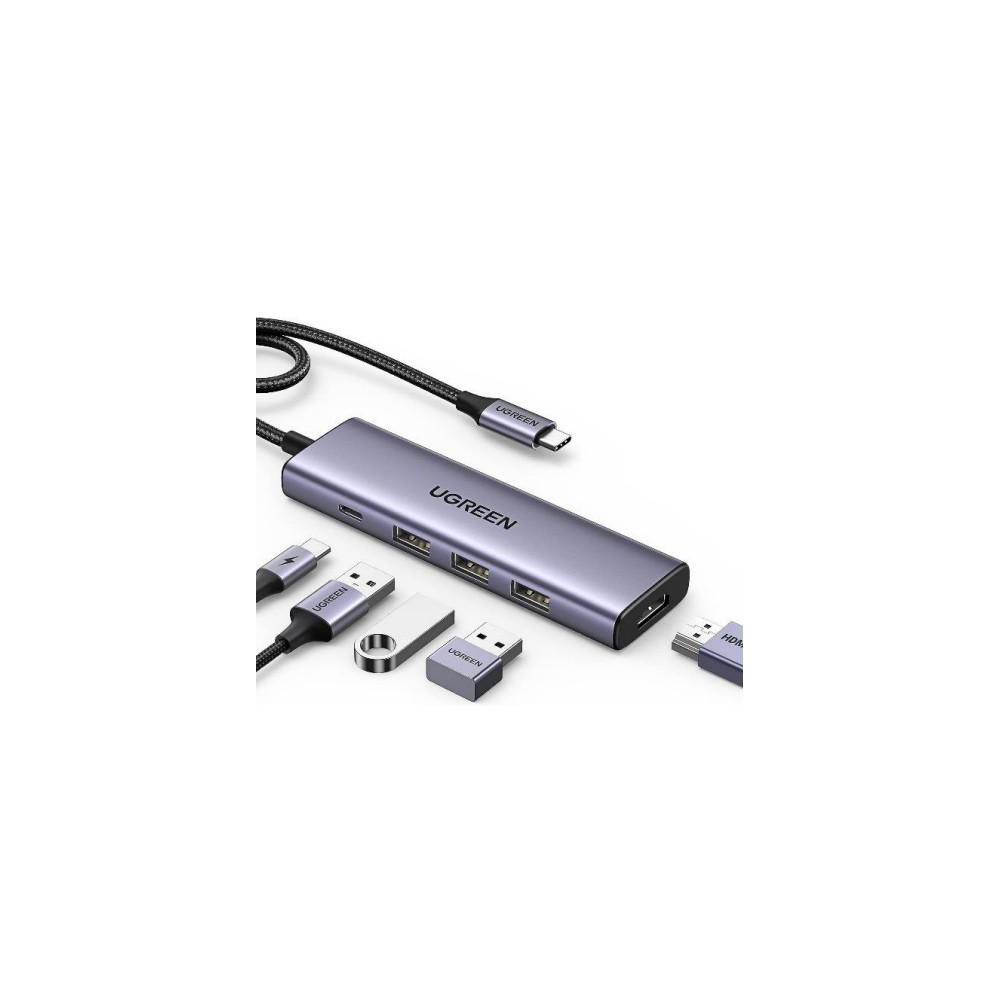 UGREEN USB-C Multiport Adapter 5-in-1 Hub with 100W PD, 3x USB-A 3.0, 4K HDMI Aluminium UGREEN USB-C Multiport Adapter 5-in-1 Hub with 100W PD, 3x USB-A 3.0, 4K HDMI Aluminium