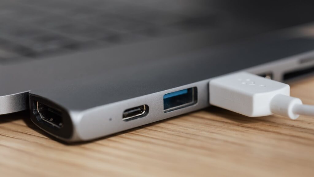 USB-C and USB ports on a device, illustrating USB4 connectivity