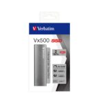 Verbatim Vx500 External SSD 2TB, 500MB/s Read, 440MB/s Write, USB 3.2 Gen 2 Type-C, Silver Aluminium