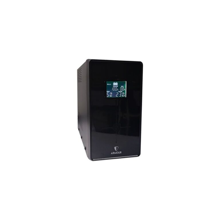 VIDA Armour 1000VA 600W Line-Interactive UPS - 6 AC Outlets, 6ms Transfer Time, USB, 2x RJ-45, LCD Display - Black