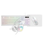 VIDA GAMER 4-in-1 Wired RGB Gaming Keyboard, Mouse, Headset & Mouse Mat Kit - White