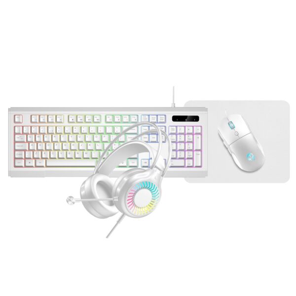 VIDA GAMER 4-in-1 Wired RGB Gaming Keyboard, Mouse, Headset & Mouse Mat Kit - White