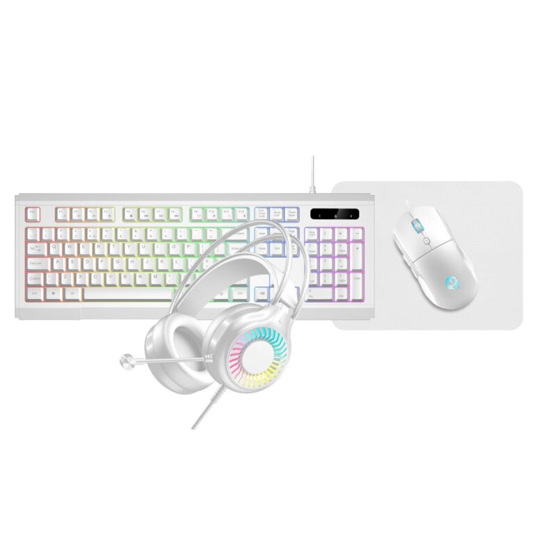 VIDA GAMER 4-in-1 Wired RGB Gaming Keyboard, Mouse, Headset & Mouse Mat Kit - White