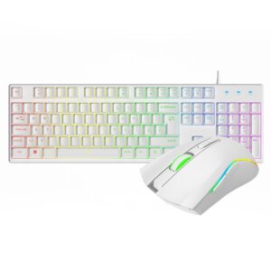Vida Rebel 2-in-1 White Wired Gaming Keyboard & Mouse Kit, UK QWERTY, RGB, 7200 DPI Mouse