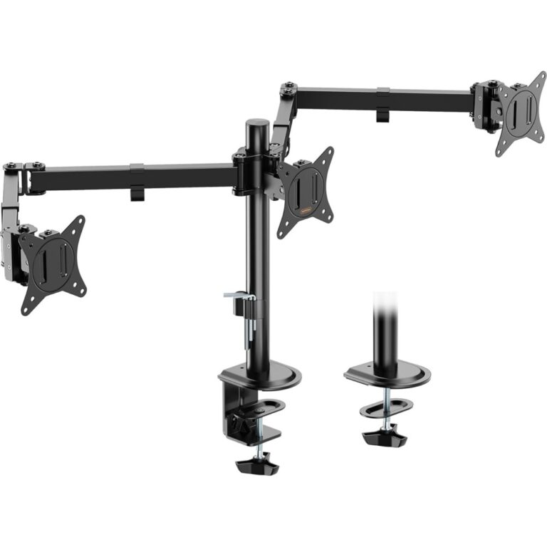 VonHaus Triple Monitor Stand for 17-27 Inch Screens Desk Mount Matte Black