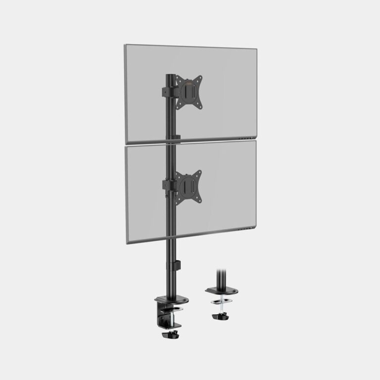 VonHaus vertical double monitor stand holding two screens stacked