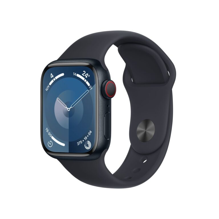 Apple Watch Series 9 GPS + Cellular Smartwatch 41mm S9 64GB Midnight Aluminium Case with Midnight Sport Band S/M