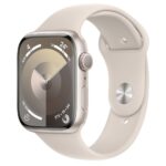 Apple Watch Series 9 Smartwatch 45 mm S9 64GB Starlight Aluminium Case with Starlight Sport Band M/L watchOS 10