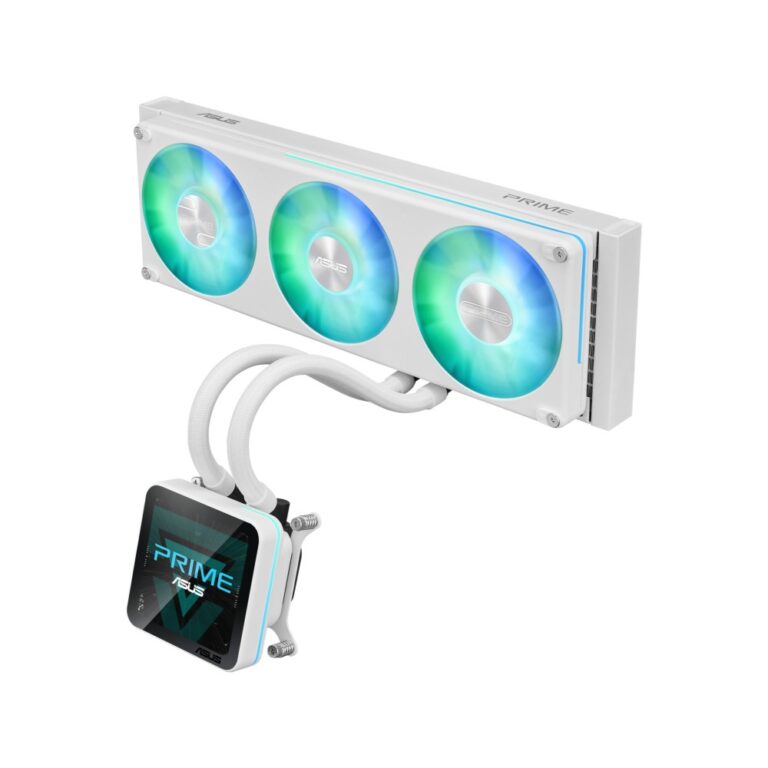 ASUS Prime SLC II 360 ARGB All-in-One Liquid CPU Cooler, 3 x 120 mm Fans, 3.95" IPS Display, LGA 1851/1700/AM5/AM4, White
