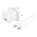 Belkin BoostCharge 25W USB-C PD 3.1 Wall Charger with 1m USB-C Cable - White