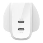 Belkin WCB010MYWH 60W Dual USB-C PD 3.1 PPS Fast Wall Charger, UK Plug, White