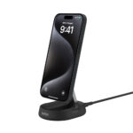 Belkin WIA008MYBK Qi2 15W Fast Wireless Charging Stand and Pad with 20W USB-C Adapter - Black