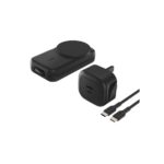 Belkin WIZ036MYBK 3-in-1 Foldable Qi2 Wireless Charger 25W MagSafe Compatible 45W USB-C - Black
