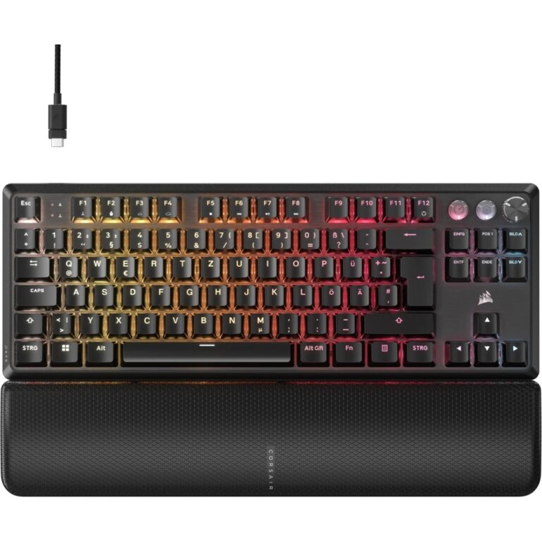 Corsair K70 Pro TKL Gaming Keyboard Wired Tenkeyless Magnetic-Mechanical MGX V2 Switches QWERTZ UK Layout RGB Black