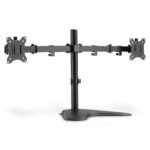 Digitus Dual Monitor Stand for 15" to 32" Screens, Freestanding Desk Mount, Steel, Black