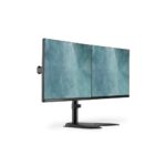 Digitus Dual Monitor Stand for 15" to 32" Screens, Freestanding Desk Mount, Steel, Black