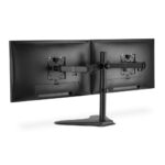 Digitus Dual Monitor Stand for 15" to 32" Screens, Freestanding Desk Mount, Steel, Black