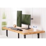 Digitus Dual Monitor Stand for 15" to 32" Screens, Freestanding Desk Mount, Steel, Black