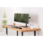 Digitus Dual Monitor Stand for 15" to 32" Screens, Freestanding Desk Mount, Steel, Black